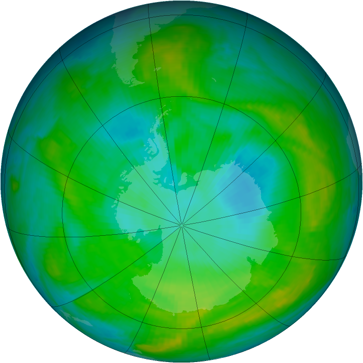 Antarctic ozone map for 21 January 1981